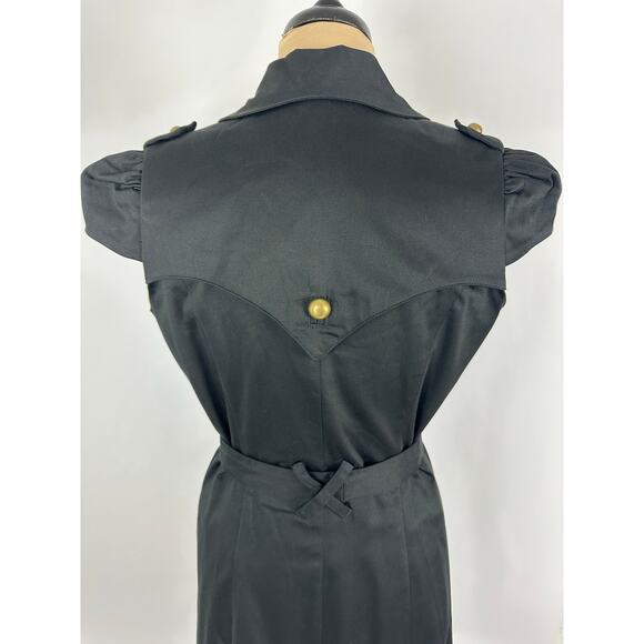 NWT Voom by Joy Han Size Medium Black Cotton Canvas Trench Coat Steampunk Y2K - Picture 7 of 14